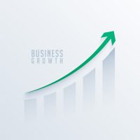 Business share market chart with green growth arrow vector
